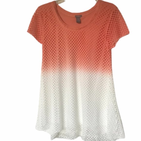 C. Oliver lined A line top size M melon & white - Picture 1 of 9